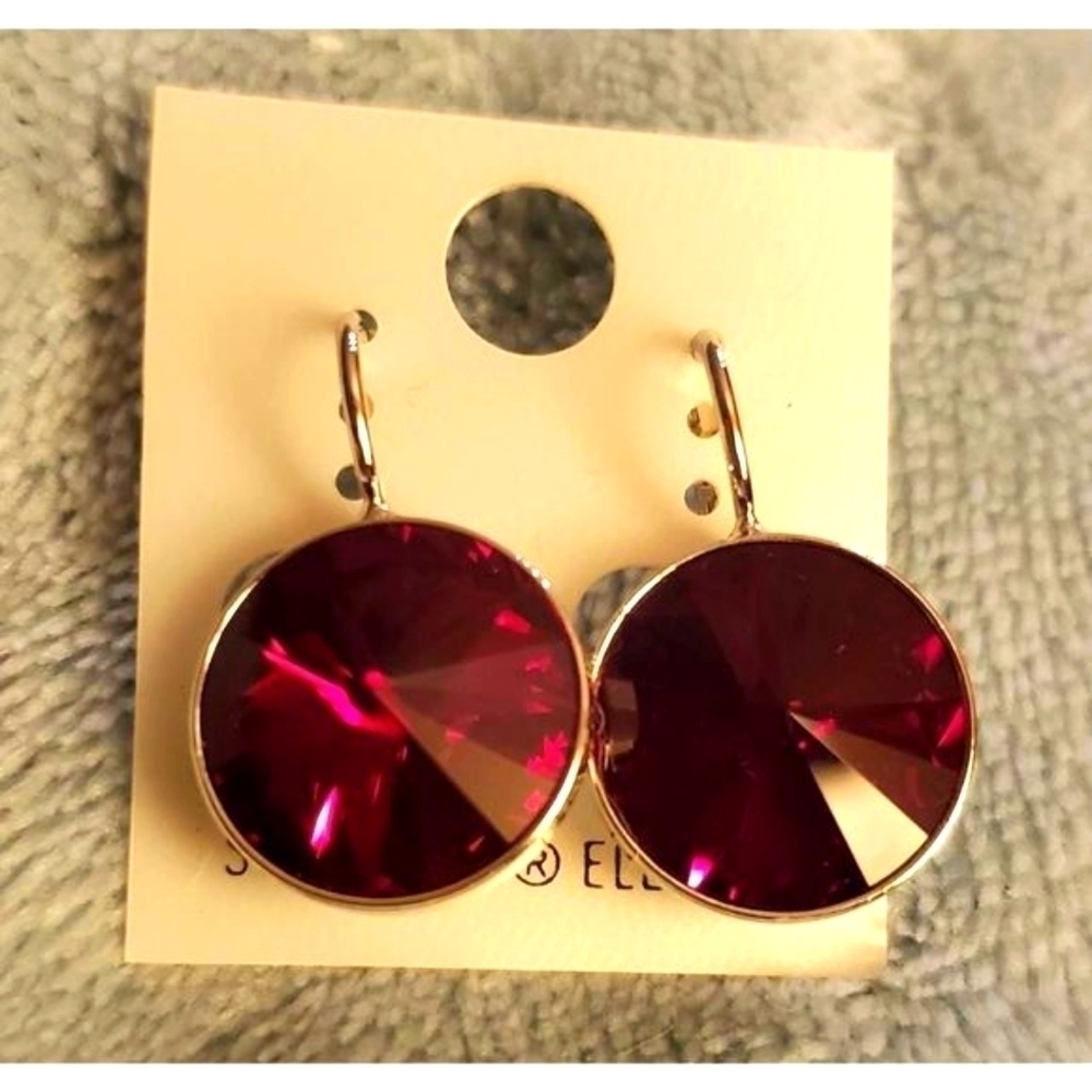 Ruby Red Nwt Swarovski Element Earrings. Wedding.… - image 2